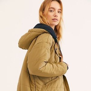 FREE PEOPLE Black Run Reversible Puffer olive green and grey
